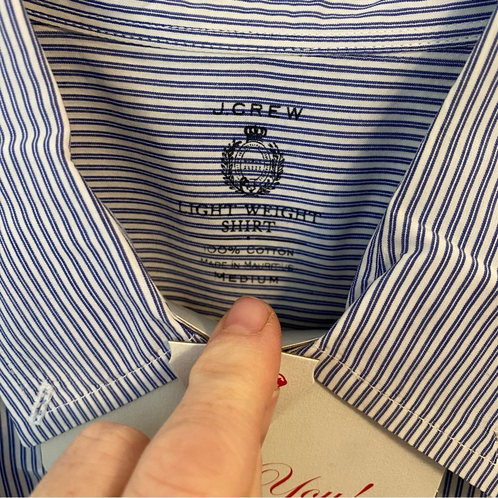 J. Crew Men's Shirt with Blue and White Stripes